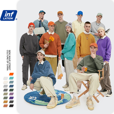INFLATION Winter Mens Hip Hop Multi-colour Hoodies Velvet Fabrics Fleece Sweatshirts 8 Solid Color Winter Men Sweatshirts 166W17 ► Photo 1/6