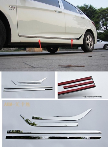For Hyundai Solaris  2009-2016  Door Body Side Trim Cover Molding  Chrome Car Accessories Auto Styling ► Photo 1/1