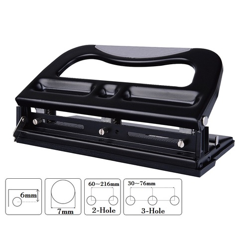 2-Hole / 3-Hole System Hole Punch Metal Heavy Duty Puncher Adjustable and Detachble Puncher Head; 40-sheet Capacity ► Photo 1/6