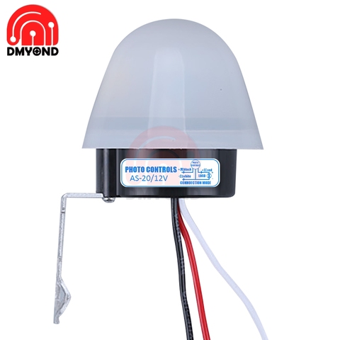 AS-20 DC 12V AC 110V 220V Waterproof Light Control Switch 50-60Hz 10A Photo Control Photoswitch Sensor Switch for Street Light ► Photo 1/6