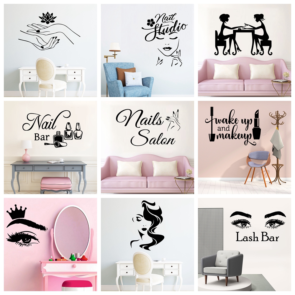 Beautiful Wall Decals Nail Salon Sticker For Beauty Salon Wall Stickers on  the wall Wallpaper Decal Girl Room Decor muursticker - Price history &  Review | AliExpress Seller - I stars Decals