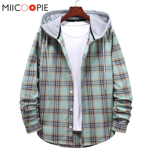 Hooded Long Sleeve Shirt Men Women 2022 High Quality Casual Plaid Printed Shirts Couple Clothes Hip Hop Streetwear Blouse Tops ► Photo 1/6