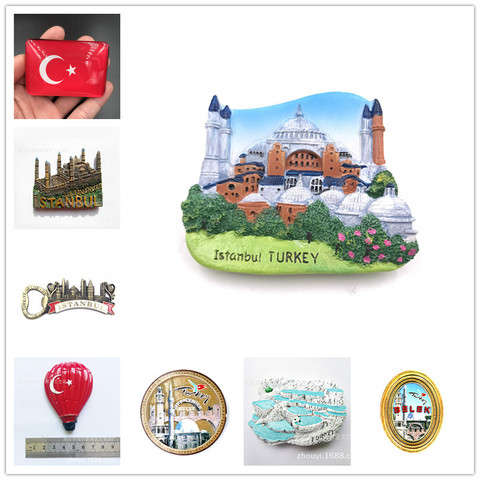 Creative Turkey Travel Fridge Magnet Souvenir Istanbul Pamukkale Decorative Magnets High Quality Hot Air Balloon Crystal Flag ► Photo 1/6