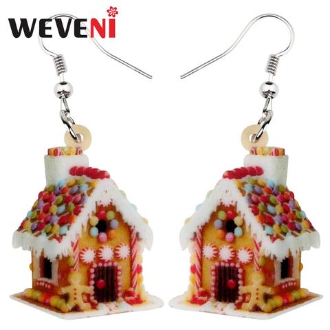 WEVENI Acrylic Christmas Anime Colorful House Earrings Long Drop Dangle Fashion Girl Women Wholesale Festival Party Accessories ► Photo 1/5