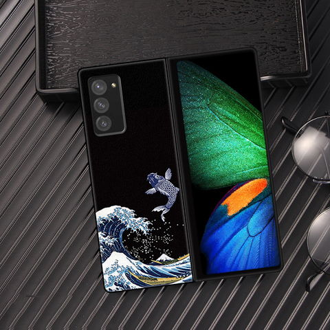 Z Fold2 Funda Case for Samsung Galaxy Z Fold 2 Case Fold W20 5G Dragon Fish Crane Coque Matte PU Leather Phone Case Cover Capa ► Photo 1/6