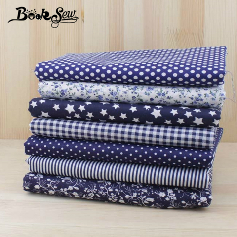 Booksew 7pcs 50cmx50cm Navy blue  fat quarters Cotton Fabric for DIY Sewing Patchwork Fabrics Tilda Cloth telas tecido tulle ► Photo 1/6