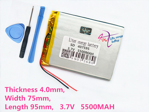 407595 3.7V 5500mAH Li-ion Tablet pc battery For 7,8,9 inch tablet PC Polymer lithiumion Battery With High Quality ► Photo 1/3