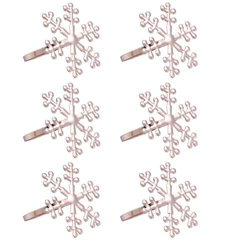 6 Pcs Christmas Snowflake Shaped Napkin Rings Dinning Table Setting Christmas Snowflake Napkin Button Napkin Ring ► Photo 1/6