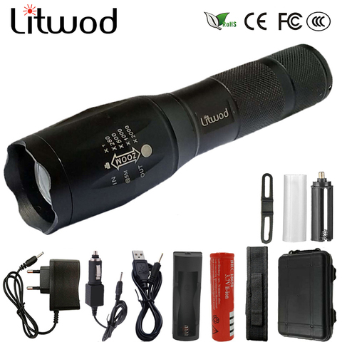 Z12 LED Flashlight A100 XML T6 L2 LED Portable tactical light Torch waterproof lantern 5 Modes Zoom for Camping Riding Light ► Photo 1/6