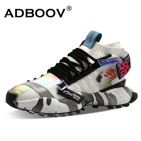 ADBOOV High Fashion Sneakers Men Knit Upper Breathable Men Casual Shoes Chunky Sneakers Trainers ► Photo 1/6