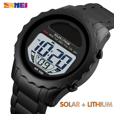 SKMEI Fashion Mens Watches Solar Supply Digital Watch Waterproof  Stopwatch Chrono Digital Wristwatches For Male Student Montre ► Photo 1/6