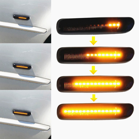2pcs Smoked Black Led Dynamic Turn Signal Light Side Fender Marker Sequential Indicator Lamp Trim For BMW 3 Series E46 1997-2001 ► Photo 1/6