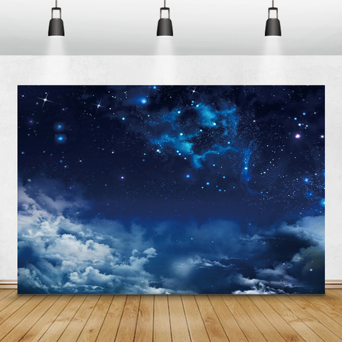 Laeacco Night Starry Sky Clouds Photography Backdrops Baby Shower Photo Backgrounds Newborn Photophone Child Portrait Photozone ► Photo 1/6