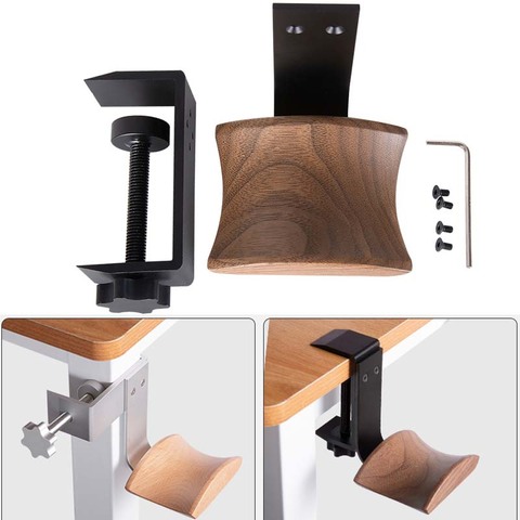 JINSERTA Wooden Headphones Stand Holder Aluminum Alloy Desk Lock Clip Headphone Bracket Easy Install Headset Display Hanger ► Photo 1/6