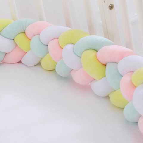 1PC 1M/2.2M/3M/4M Newborn Bed Bumper Long Knotted 4 Braid Pillow Cot Bumper Knot Crib Infant Room Decor Comfortable protector ► Photo 1/6