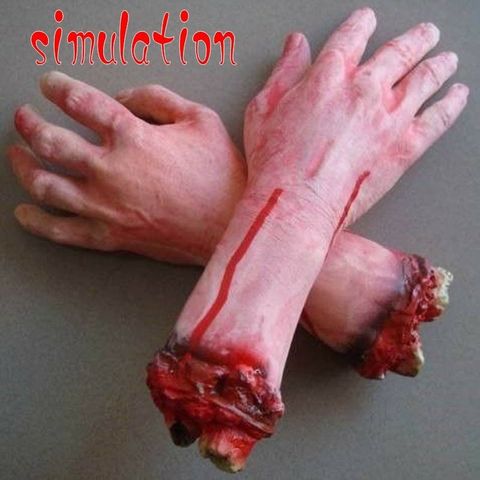 Life like 1PC Severed Scary Cut Off Bloody Horror Fake Latex Life size Arm Hand Scary Halloween Prop Haunted Party Decoration ► Photo 1/6