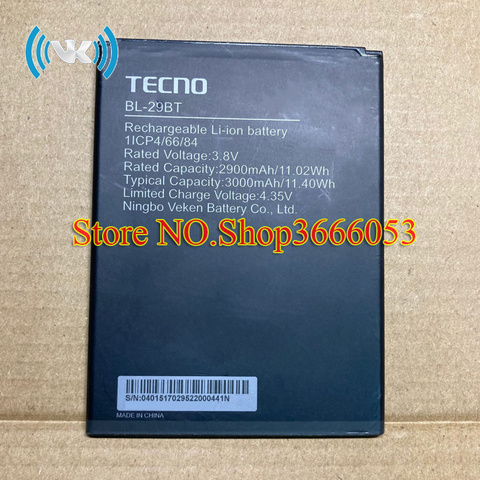 VK 3000mAh 11.4Wh 3.8V BL-29BT Replacement Battery For TECNO Spark Go,Spark 4 Air,KC1,KC1J Li-ion bateria Li-Polymer Batteries ► Photo 1/5