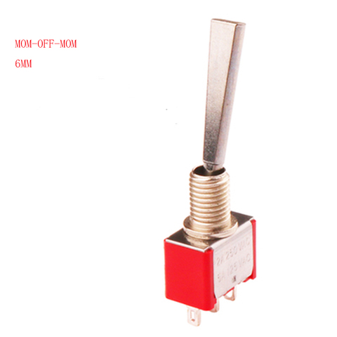 Momentary Toggle Switch Long Flat Handle Red 3 Pin 6MM Return Automatically No Latching MOM-OFF-MOM Button Switch ► Photo 1/6