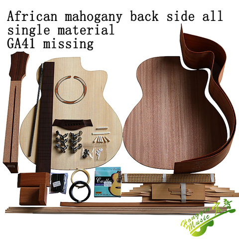 41 inch GAC Cutaway guitar DIY folk ballad single guitar accessories package spruce solid wood side back solid wood khaya ► Photo 1/6