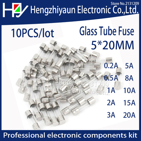 10Pcs/lot Fast Quick Blow Glass Tube Fuse Assorted Kit Fast Blow Glass Fuses 1A 2A 3A 5A 6A  10A 12A 15A 20A/250V 5*20 mm thermo ► Photo 1/1