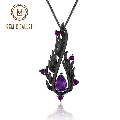 GEM'S BALLET 925 Sterling Silver Handmade Angel's Wing Pendant Necklace Natural Amethyst Gemstone Fine Jewelry for Women ► Photo 1/6