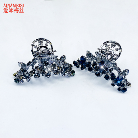 AINAMEISI Retro Crystal Flower Hair Claw Crab Clip For Women Girls Hairpin Jewelry Rhinestone Leaf Wedding Hair Accessories ► Photo 1/6