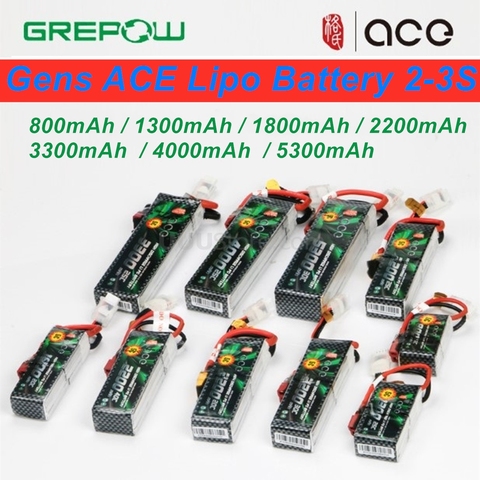 Gens ACE Lipo Battery 2-3S 7.4V-11.1V 800mAh 1300mAh 1800mAh 2200mAh 3300mAh 4000mAh 5300mAh with T/XT60 Plug ► Photo 1/6