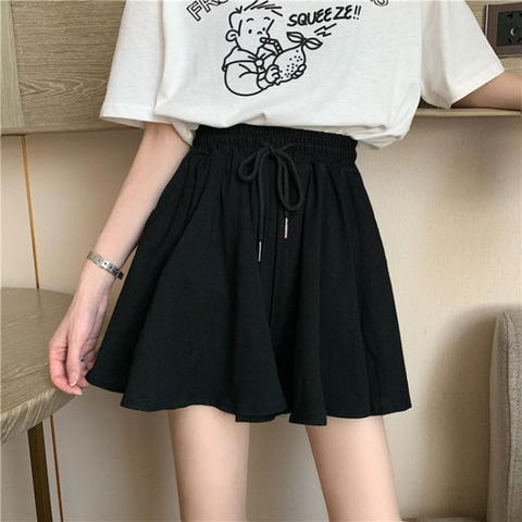 LIBERJOG Women Summer Shorts Casual Loose Wide Leg Shorts Elastic Waist Vintage Short Culotte Plus Size Female Harajuku ► Photo 1/6