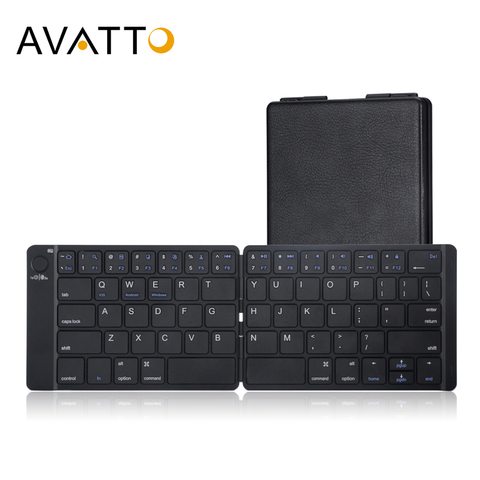 AVATTO Soft Leather Portable English Bluetooth Wireless Folding Mini Keyboard for iOS,Android Tablet,iPad,Phone ► Photo 1/6