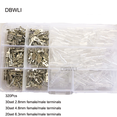 120/320Pcs /Set Insulated Wire Connector Electrical Wire Crimp Terminals 2.8/4.8/6.3mm Spade Connectors Assortment Kit ► Photo 1/4