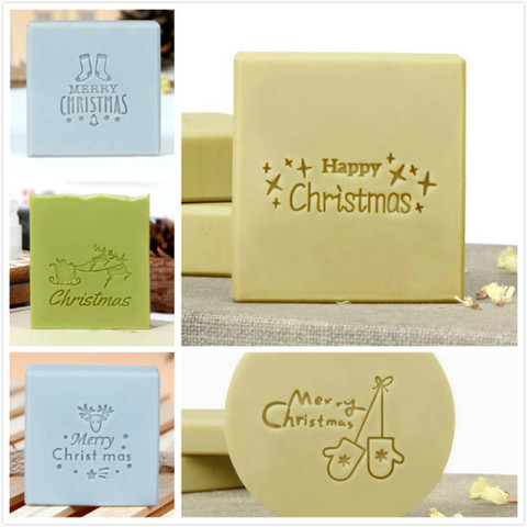 Happy Christmas Series Acrylic Soap Stamp Handmade Soap Seal Letters And Patterns Transparent Chapters ► Photo 1/6