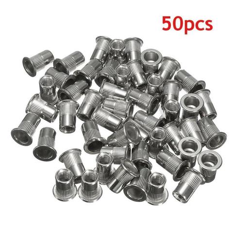 50pcs 50PCS M6 304 stainless steel flat head threaded rivet insert nut nut cap rivet nut ► Photo 1/4