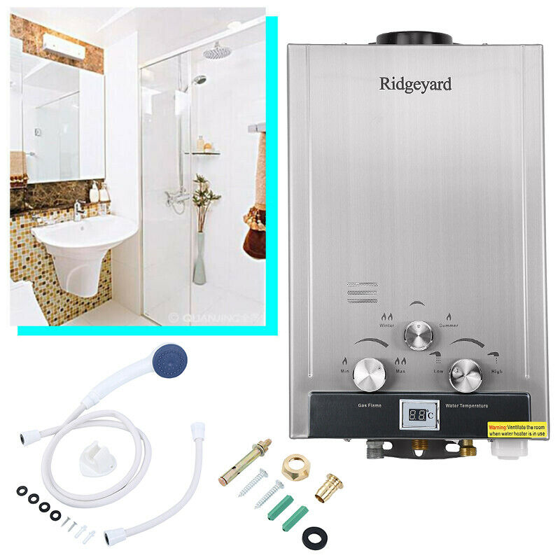 8L Propane Gas Tankless Water Heater LPG Instant 2GPM Water Boiler Shower  Kit