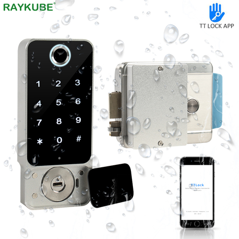 RAYKUBE Fingerprint Door Lock Waterproof Outdoor Gate Bluetooth TT Lock Wifi Passcode IC Card Keyless Enter Electronic Lock W5 ► Photo 1/6