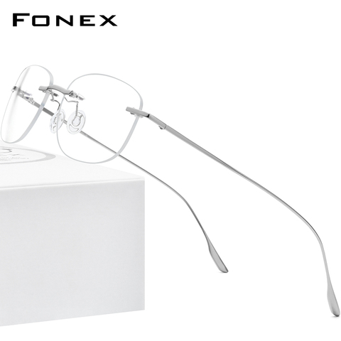 FONEX Titanium Alloy Glasses Frame Men 2022 New Women Rimless Prescription Square Eyeglasses Myopia Optical Korean Eyewear 8107 ► Photo 1/6