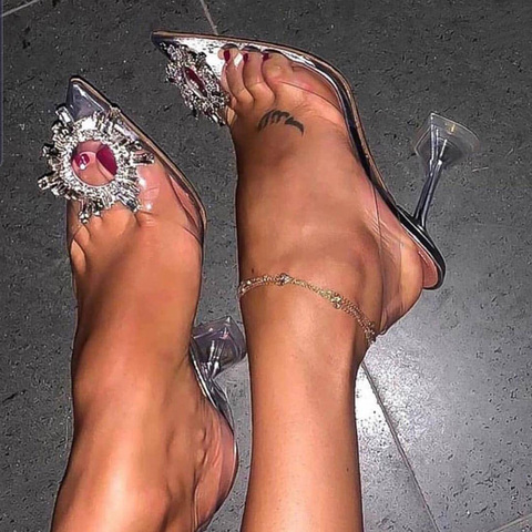 Luxury Women Pumps 2022 Transparent High Heels Sexy Pointed Toe Slip-on Wedding Party Brand Fashion Shoes For Lady Size 34-41 ► Photo 1/6