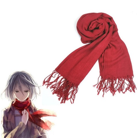 Attack on Titan Mikasa Ackerman Cosplay Scarf Japanese Anime Shingeki no Kyojin Red Daily Casual All-match Scarves ► Photo 1/4