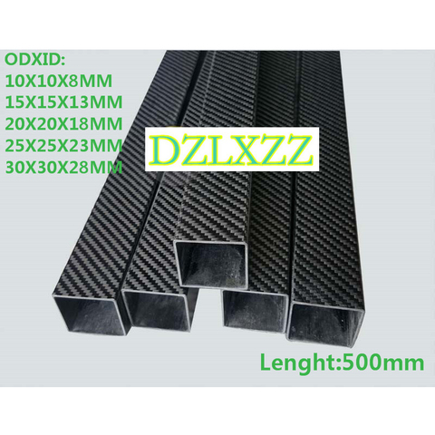 1pc 3K full carbon fiber square tube high strength OD 10mm 15mm 20mm 22mm 25mm 30mm Plain Glossy Surface length 500mm ► Photo 1/4