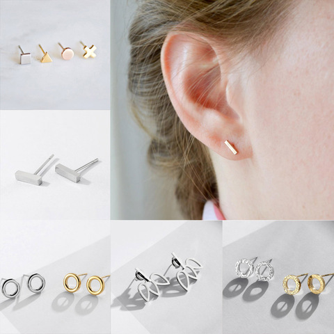 JUJIE Minimalist Geometric Stainless Steel Stud Earrings For Women 2022 Korean Heart Earring Jewelry Wholesale/Dropshipping ► Photo 1/6