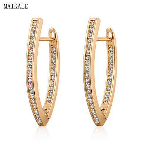 MAIKALE Trendy Stud Earrings for Women V-shape Cubic Zirconia Zircon Clip on Earing New Fashion Simple Cute Style Unique Jewelry ► Photo 1/6