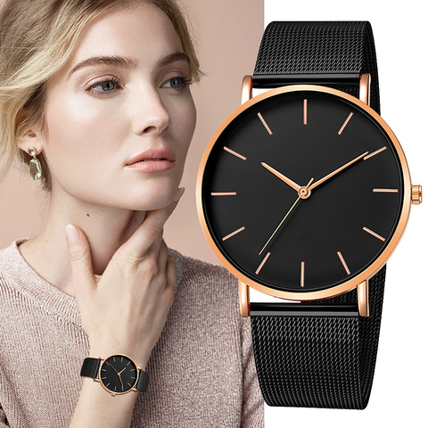 Fashion Reloj Mujer Quartz Watch Simple Montre Femme Women Mesh Stainless Steel Bracelet Casual Wrist Watch Metal Hours Relogio ► Photo 1/6