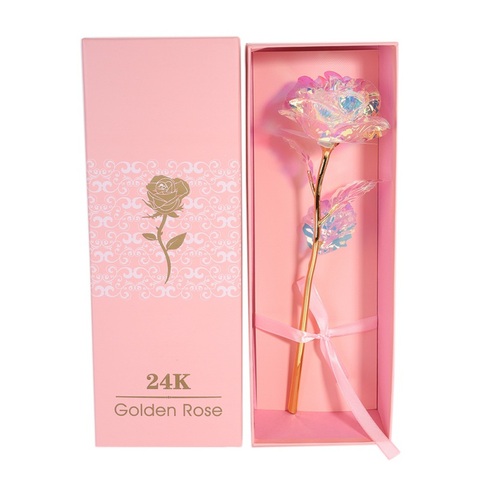 Creative 24K Foil Gold Rose Lasts Forever Love Wedding Decor Rose With Pink Packaging Valentine's Day Gift For Girl Friend ► Photo 1/6