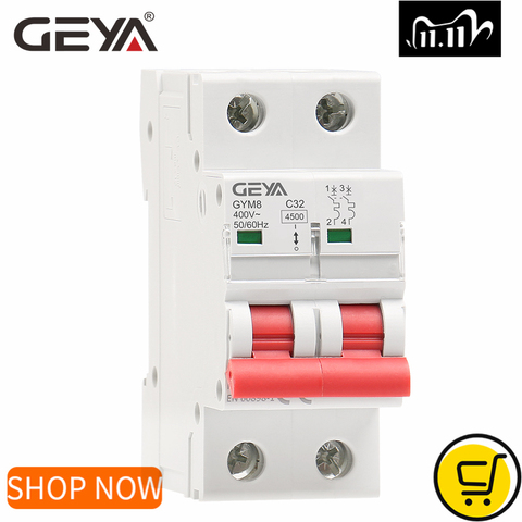 GEYA GYM8 Double Pole Din Rail MCB 4.5KA Miniature Circuit Breakers 63A AC Type with CE CB SEMKO Certificate ► Photo 1/6