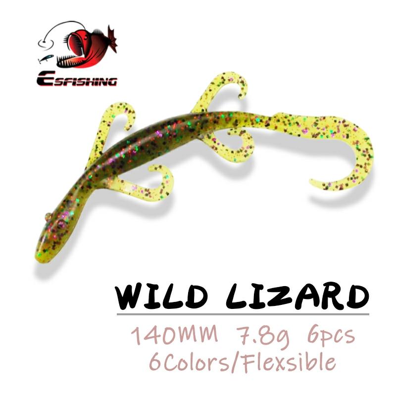 ESFISHING Soft Plastic Lures Wild Lizard 140mm 6pcs  Isca Artifical Silicone Bait Pike Fishing PVA ► Photo 1/4