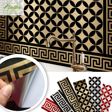 Funlife 10/15/20/25/30cmBrushed Gold Silver red Removable Waterproof Wall Border Tile Stickers for Bathroom Kitchen Wall Sticker ► Photo 1/6