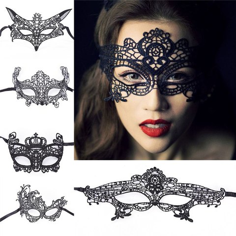 1pc Women's Black Lace Masquerade Mask For Makeup And Party