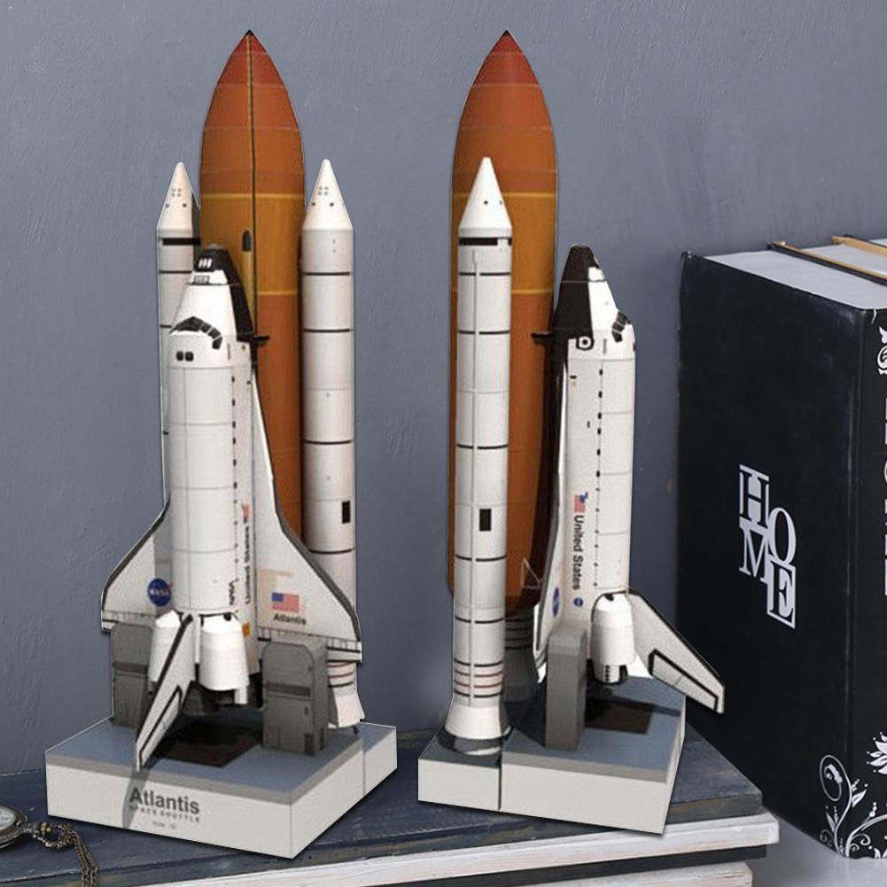 13" 3D Paper Model Spacecraft Space Shuttle Atlantis Rocket Model Kids Paper Toy 