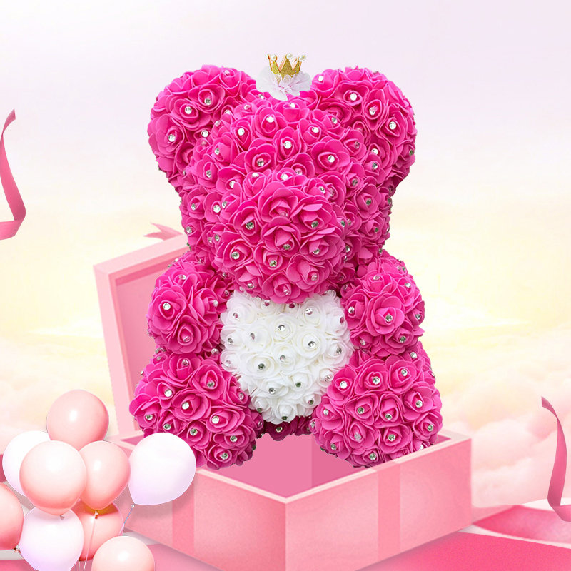 40cm Rose Teddy Bear Flower Heart Bear Valentine Birthday Day Love Gift 