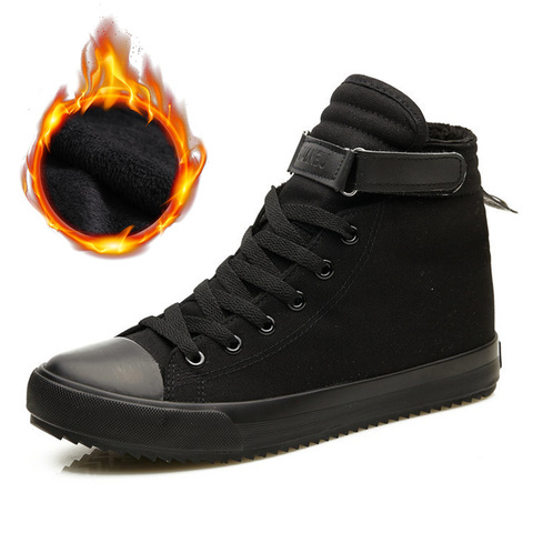 2022 Winter Shoes Men Winter Boots High top Sneakers Warm Fur Shoes Canvas Casual Men Ankle Boots Black White Footwear KA1628 ► Photo 1/6