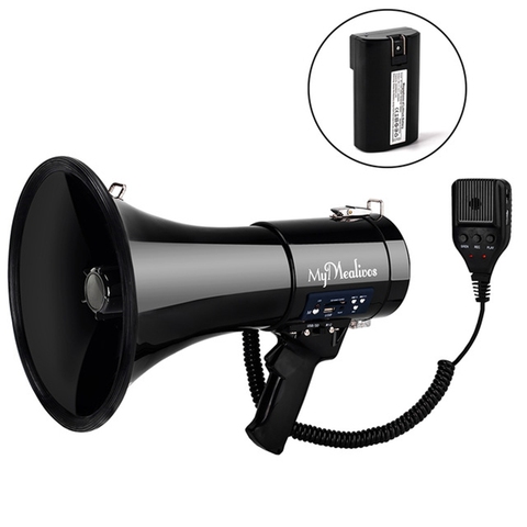 Brand New Portable Megaphone 50 Watt Power Megaphone Speaker Bullhorn Voice and Siren Alarm Modes with Volume Control and Strap ► Photo 1/1